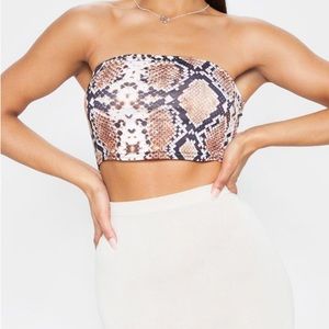 Pretty Little Thing Snakeskin Tube Top